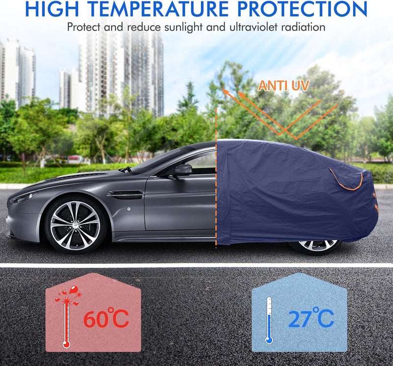 DINGHAO Car Cover Waterproof All Weather, 6 Layers Outdoor Full Exterior Cover Rain Sun UV Snowproof Protection with Zipper Cotton, Mirror Pocket for Honda Accord - Image 3